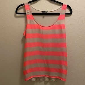 Express hot pink and tan striped blouse
